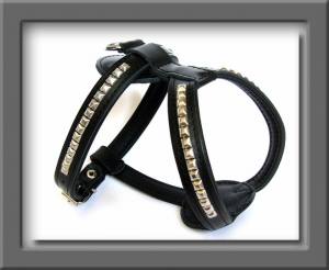 De Luxe Hunde Leder--Geschirr Gr.1 verstellbar 40-47cm
