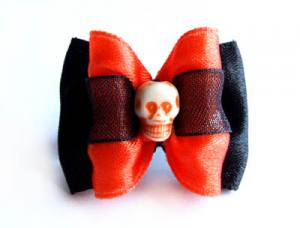 Hunde Schleife `ORANGE SKULL Rockabilly Collektion