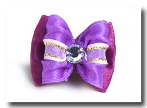 Hunde Schleife Exclusive BIG PURPLE STRASS