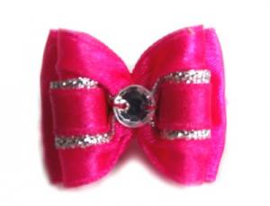 Hunde Schleife Exclusive BIG DARK PINK STRASS