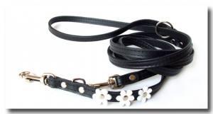 Lederleine FLOWER verstellbar ca 2 m Lang für kleine Hunde