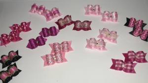 2 Stück PINK-ROSA MINI Schleifen für Malteser