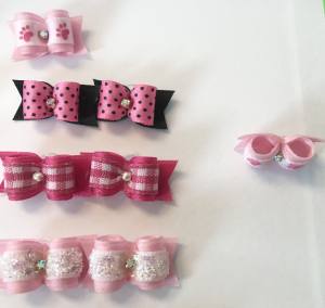 2 Stück PINK-ROSA MINI Schleifen für Malteser