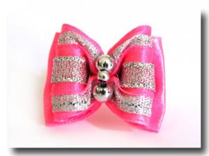 Hunde Schleife PINK SILVER