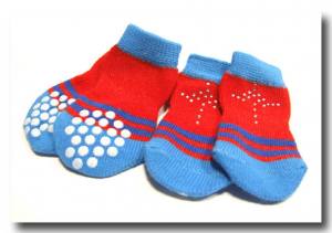 Hundesocken , Katzensocken BLAU- RED Gr.L
