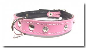 Lederhalsband mit Strass * BLINK * PINK