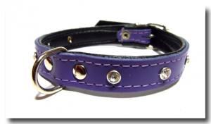 Lederhalsband mit Strass * BLINK * PURPLE