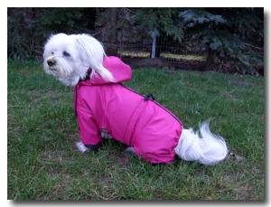 Regenanzug für Hunde *PINK BELLONA *extra für Weibchen mit D-Ring