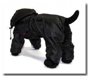 Regenanzug für Hunde BLACK HERCULES mit D-Ring