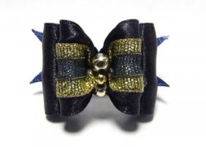 Hunde Schleife ELEGANCE DARK BLUE-GOLD PEARL