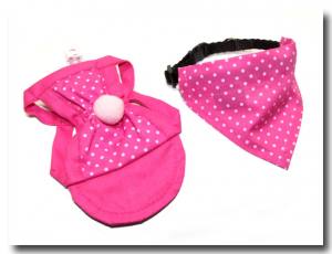 Cappy + Halstuch  SET PINK DOTS für Hunde