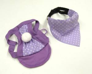 Hunde Mütze Cappy + Halstuch  SET PURPLE DOTS für Hunde