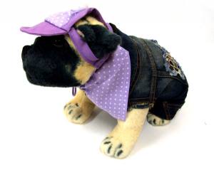 Hunde Mütze Cappy + Halstuch  SET PURPLE DOTS für Hunde