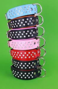 Lederhalsband SUPER mit Strass BIG DOG PURPLE