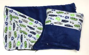 3 in 1 Handtuch, Schlafsack, Decke AUTOS BLAU