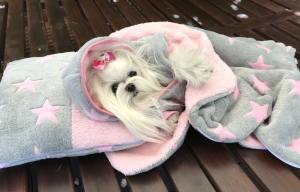 3 in 1 Handtuch, Schlafsack, Decke GREY ROSA STAR Gr.2