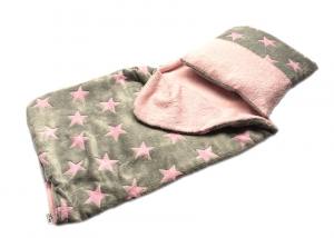 3 in 1 Handtuch, Schlafsack, Decke GREY ROSA STAR