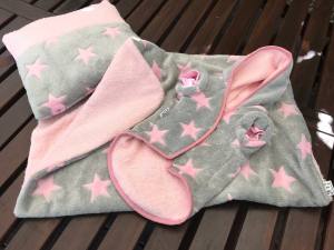 3 in 1 Handtuch, Schlafsack, Decke GREY ROSA STAR Gr.2