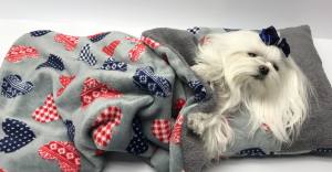 3 in 1 Handtuch, Schlafsack, Decke HEART BLUE-RED-GREY Gr.2