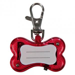 Hunde Safer Life Flasher für Hunde rot mit Adressfeld KNOCHEN