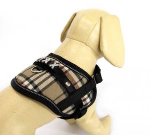 Softgeschirr mit Hundename BEIGE-KARO