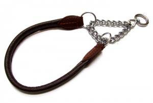 Rundlederhalsband mit Kettenzug SCHWARZ