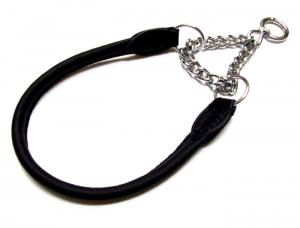 Rundlederhalsband mit Kettenzug SCHWARZ