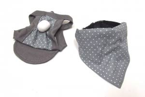 Hunde Mütze,Cappy + Halstuch  GREY DOTS für Hunde
