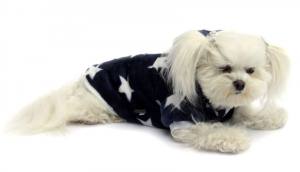 Doppelseitiger Bademantel für Hunde DARK BLUE STERNCHEN