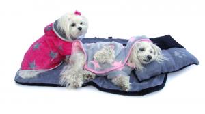 Doppelseitiger Bademantel für Hunde PINK STERNCHEN