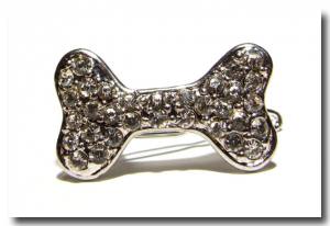 Hunde Spange``BONE``Natur mit Strasssteinen