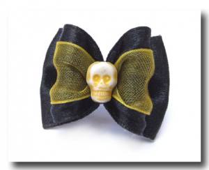 Hunde Schleife `LIGHT YELLOW SKULL Rockabilly Collektion