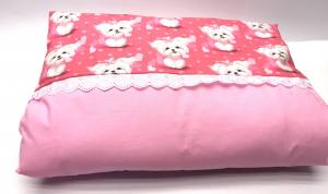 Hunde Bettdecke mit Kissen Rosa Malteser HANDMADE