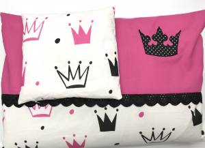Hunde Bettdecke mit Kissen KRONE PINK HANDMADE