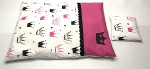Hunde Bettdecke mit Kissen KRONE PINK HANDMADE