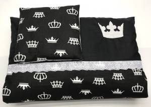 Hunde Bettdecke mit Kissen KRONE SCHWARZ