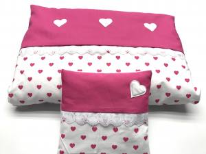 Hunde Bettdecke mit Kissen LITTLE PINK HEART HANDMADE