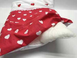 Hunde Bettdecke mit Kissen LITTLE RED HEART HANDMADE