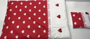 Hunde Bettdecke mit Kissen LITTLE RED HEART HANDMADE