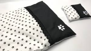 Hunde Bettdecke mit Kissen PFOTEN