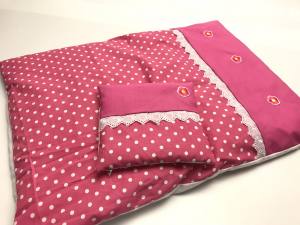 Hunde Bettdecke mit Kissen PINK DOTS
