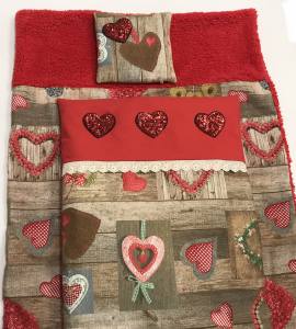 3 teile Hunde Bettdecke mit Kissen,Decke Weihnachten Herzen