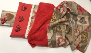 3 teile Hunde Bettdecke mit Kissen,Decke Weihnachten Herzen