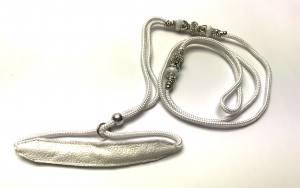 CHAMPION WHITE Vorführleine,Ausstellungsleine 4 mm Lederhalsung