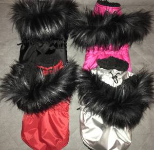 Dicke Hunde Winterjacke mit Fell RED