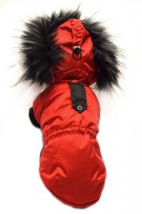 Dicke Hunde Winterjacke mit Fell RED