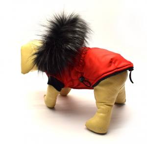 Dicke Hunde Winterjacke mit Fell RED