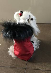 Dicke Hunde Winterjacke mit Fell RED