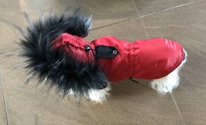 Dicke Hunde Winterjacke mit Fell RED
