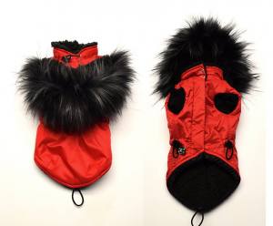 Dicke Hunde Winterjacke mit Fell RED